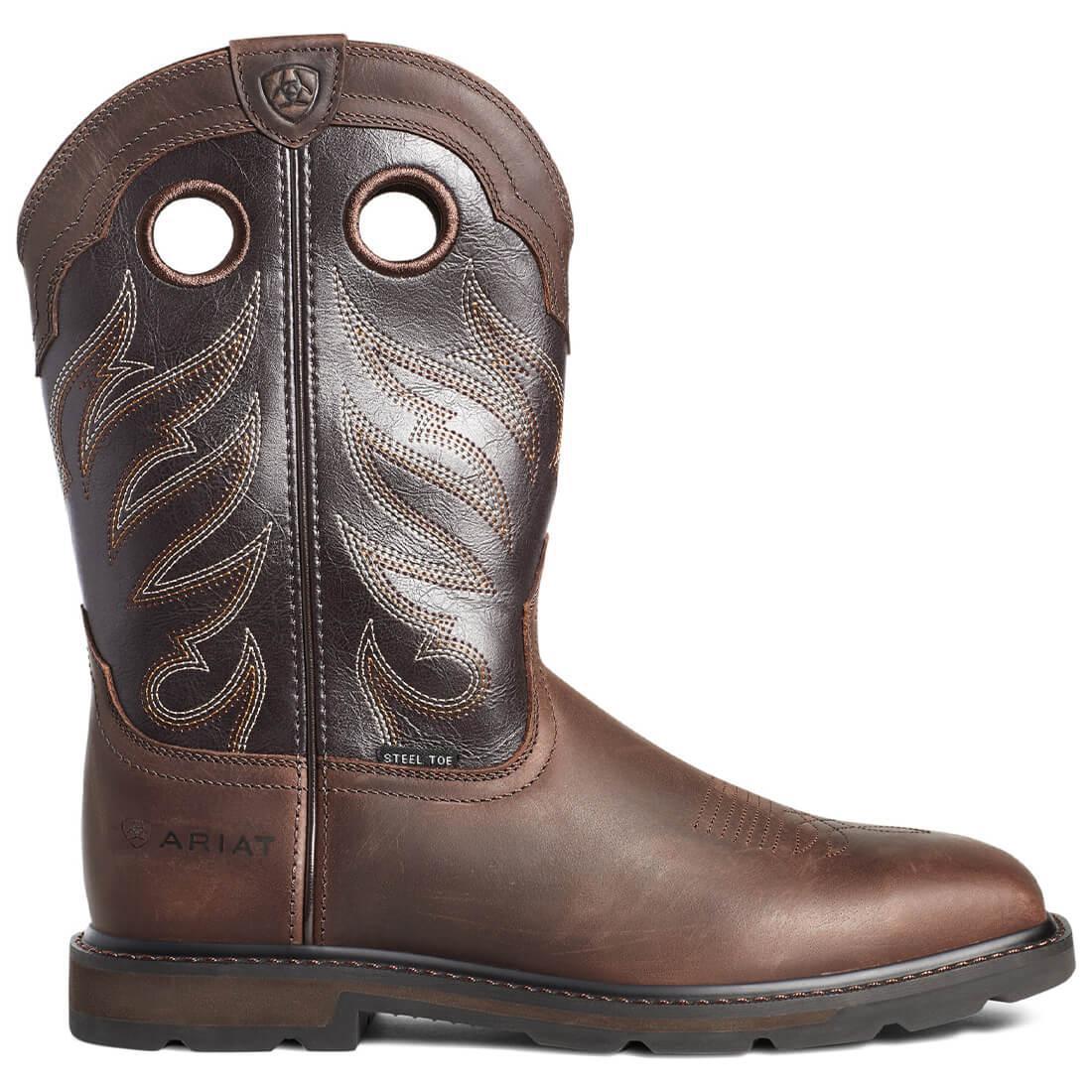 Groundwork Steel-Toe Wide Square Toe Work Boot Brown