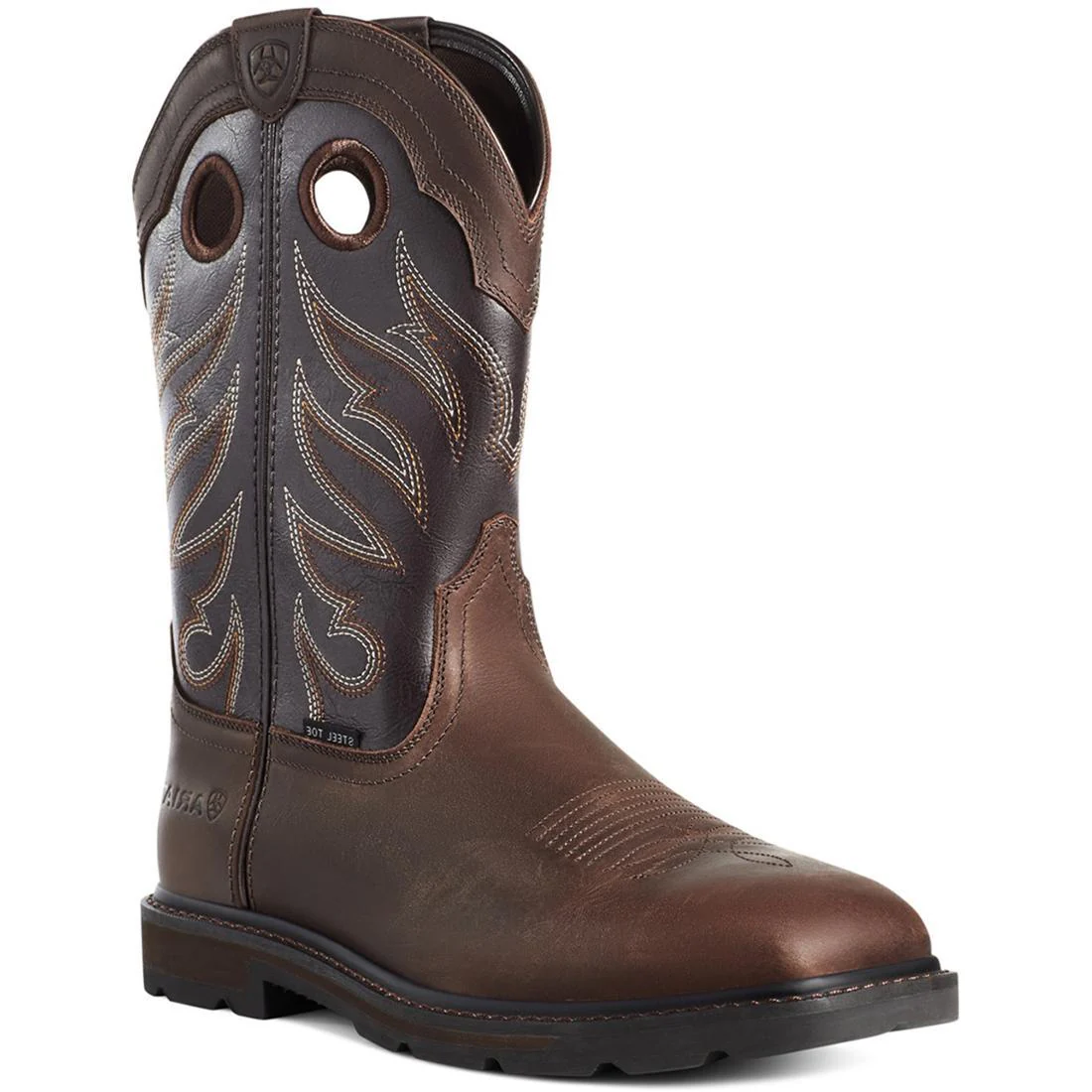 Groundwork Steel-Toe Wide Square Toe Work Boot Brown - Image 2