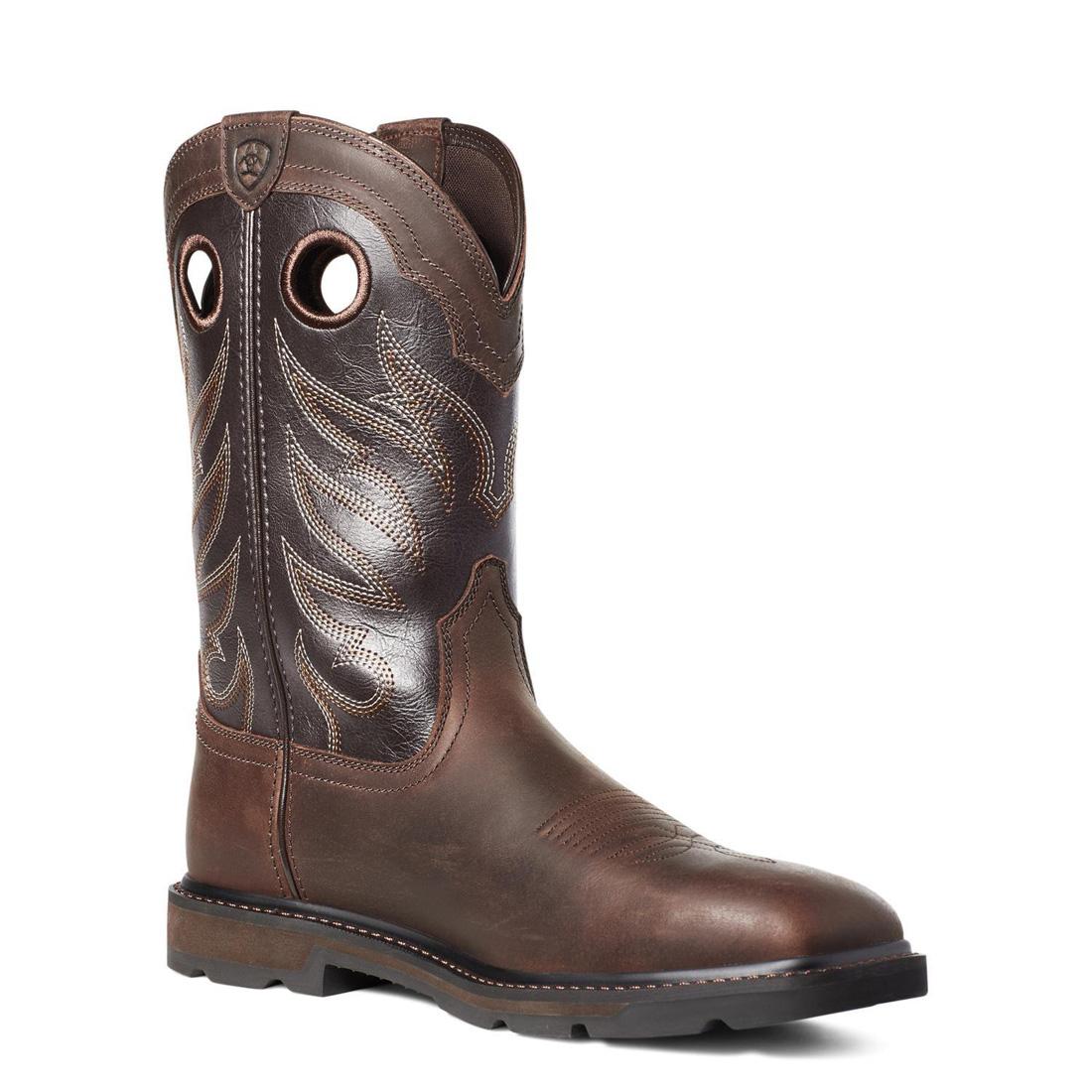 Groundwork Steel-Toe Wide Square Toe Work Boot Brown - Image 7
