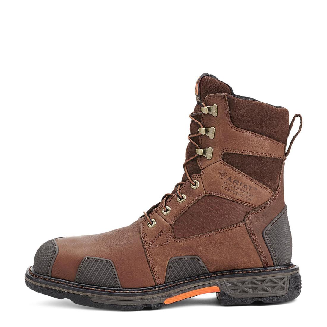 OverDrive 8 inch Composite-Toe Waterproof Wide Square Toe Work Boot Chestnut Brown - Image 6