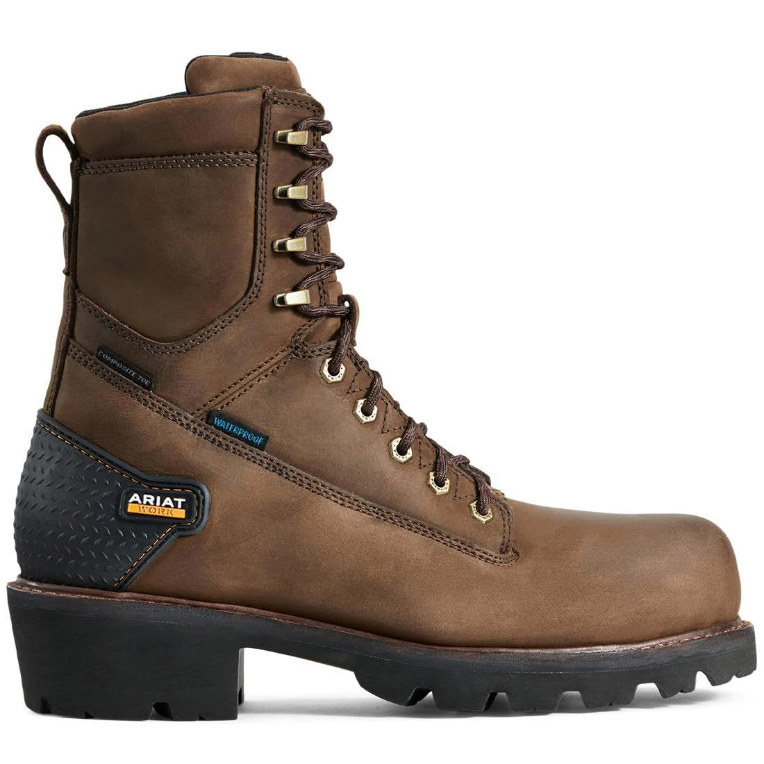 Powerline 8 inch Composite-Toe Waterproof Work Boot Oily Distressed Brown