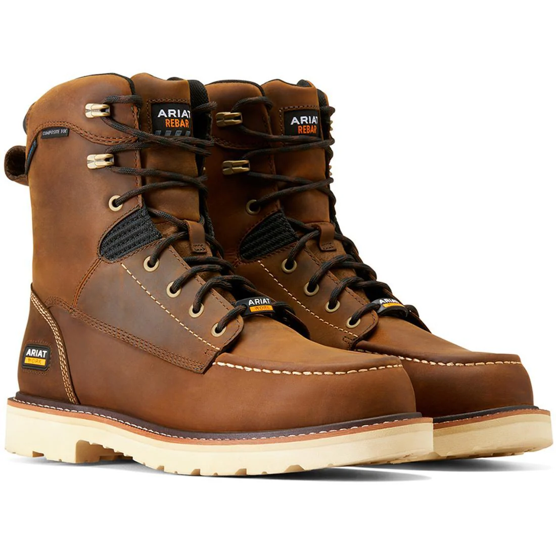 Rebar Lift 8 inch Composite-Toe Waterproof Work Boot Distressed Brown