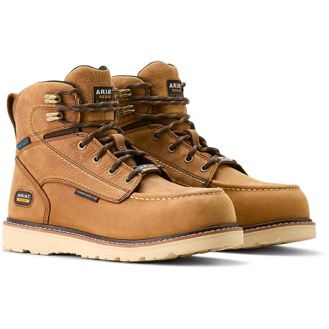 Rebar Wedge Moc Toe Women's Waterproof Composite Toe Work Boot - Brown