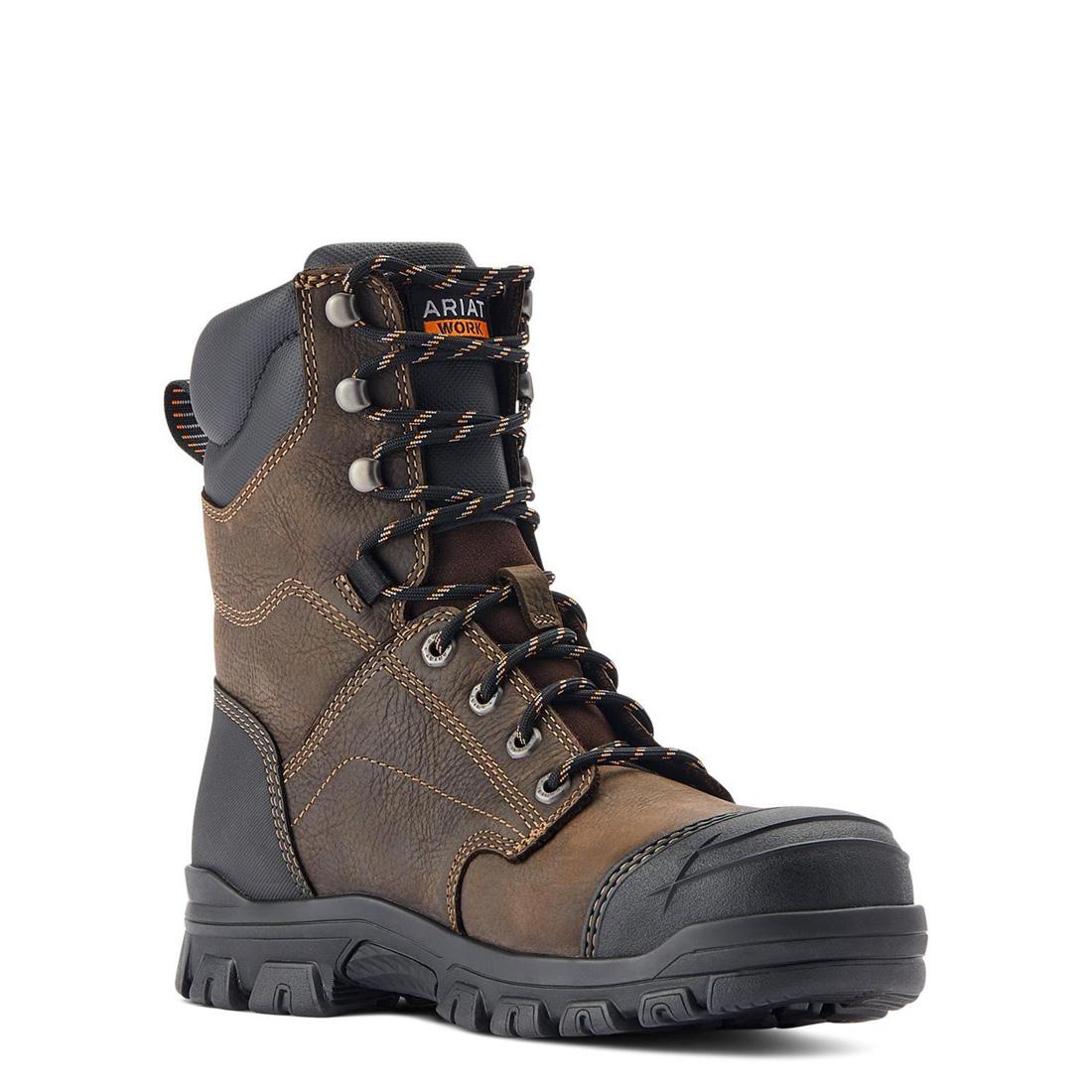 Treadfast 8" Steel-Toe Waterproof Work Boot Dark Brown - Image 2