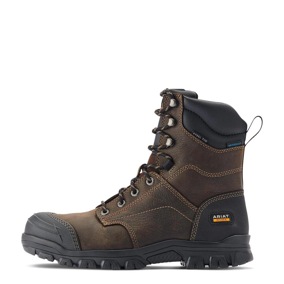 Treadfast 8" Steel-Toe Waterproof Work Boot Dark Brown - Image 6