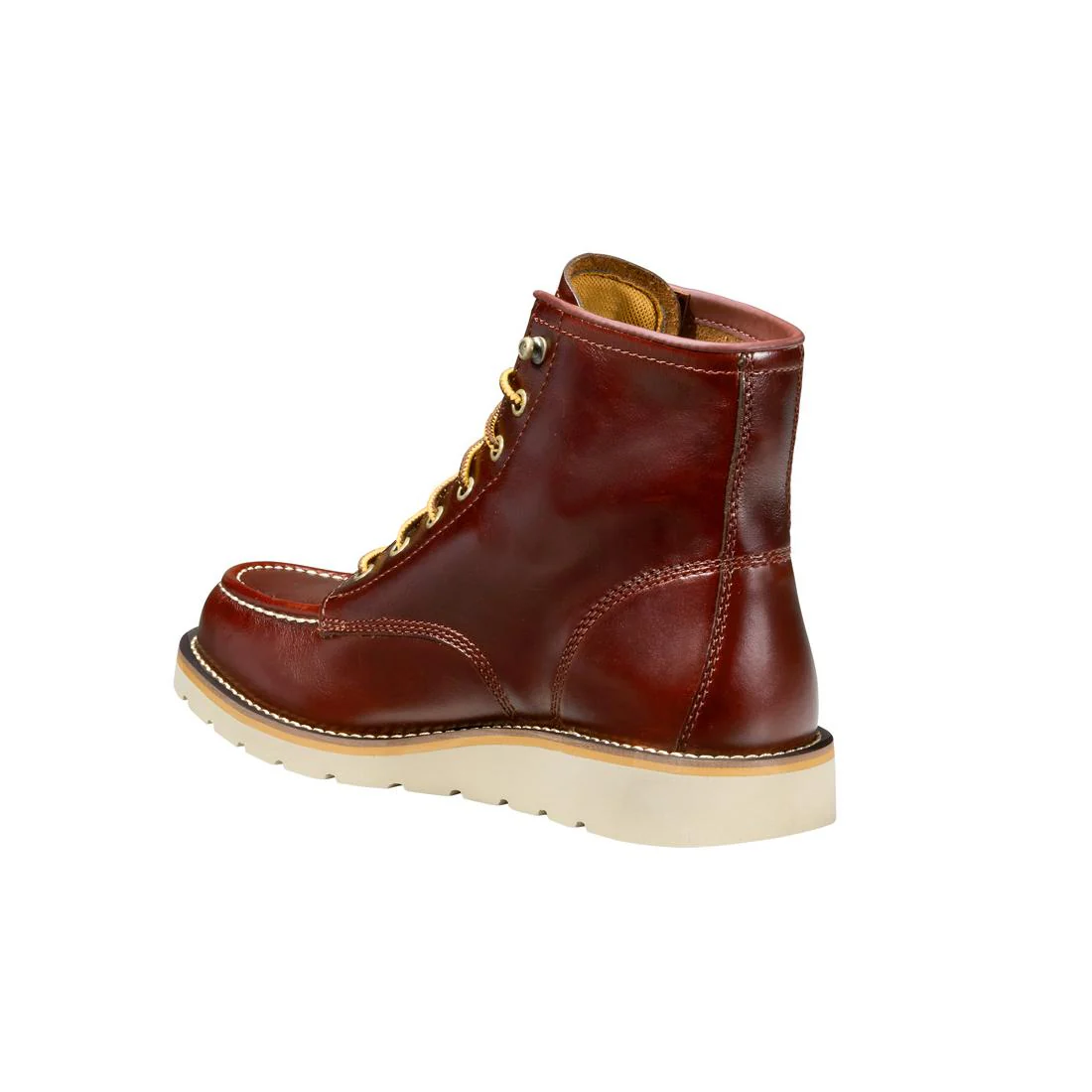 6" Wedge Moc Toe Full Grain Leather Soft Toe Boot Red Brown FW6145-M - Image 7