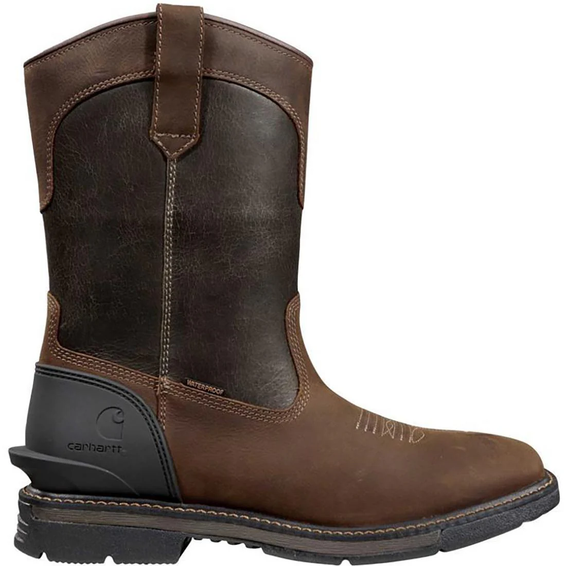 11" Montana Steel-Toe Waterproof Square Toe Wellington Pull-On Work Boot Dark Brown