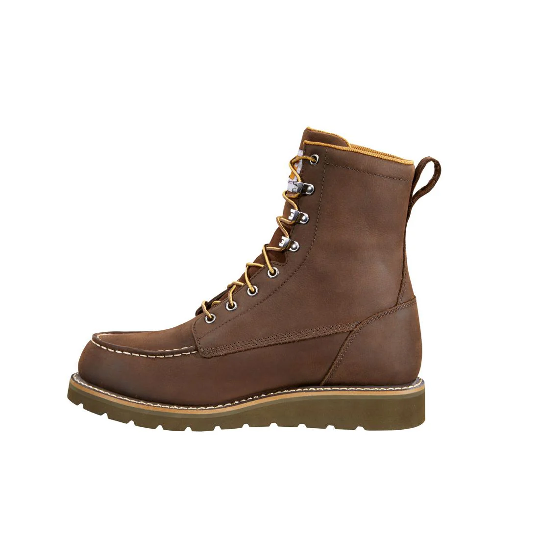 8" Waterproof Moc Toe Wedge Soft Toe Boot Dark Brown - Image 6