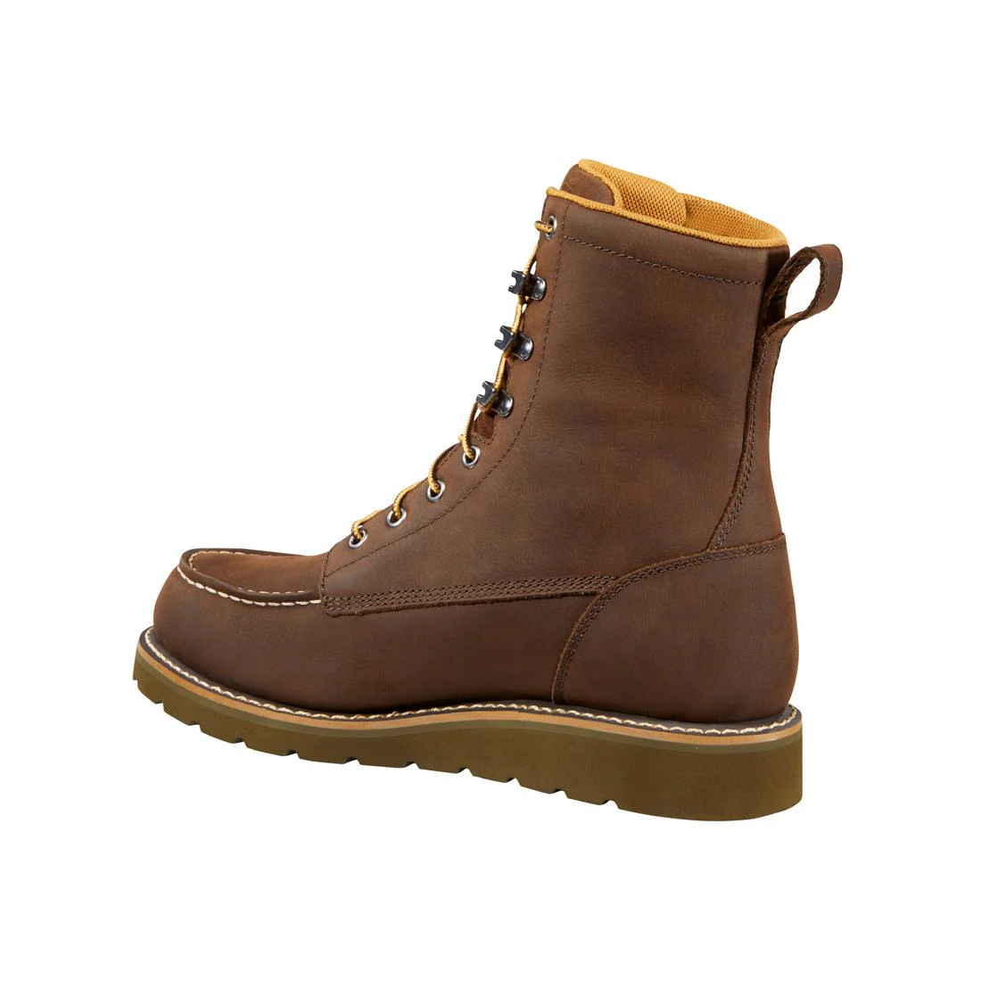 8" Waterproof Moc Toe Wedge Soft Toe Boot Dark Brown - Image 7