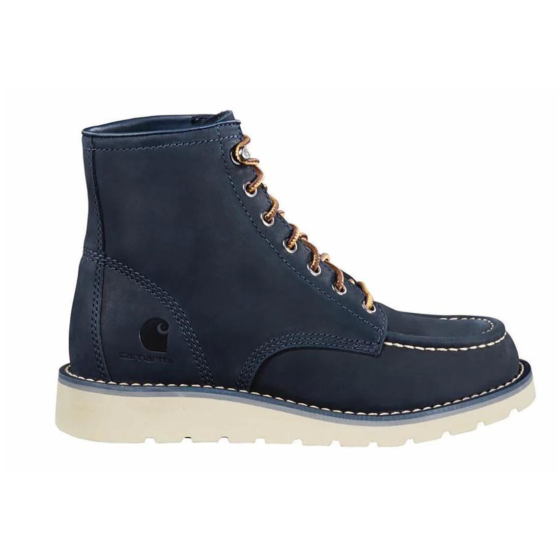 6" Women's Moc Toe Wedge Soft Toe Boot Navy
