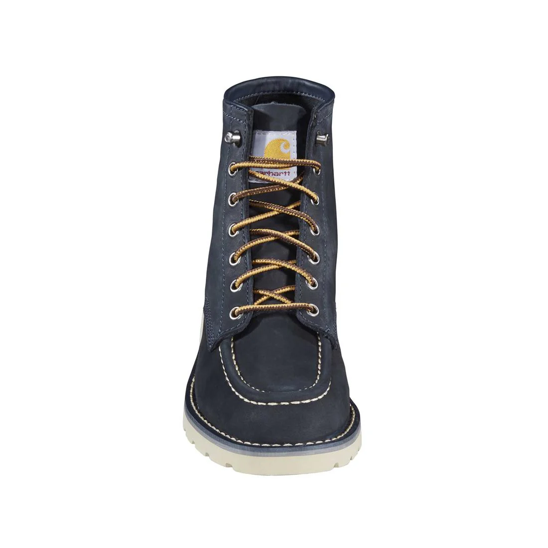 6" Women's Moc Toe Wedge Soft Toe Boot Navy - Image 7