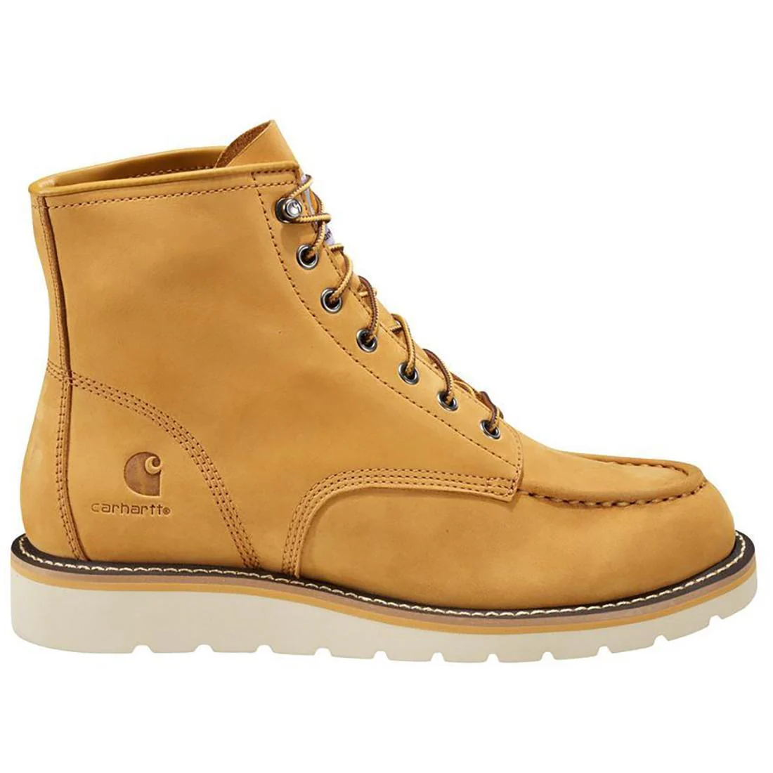 6" Women's Moc Toe Wedge Soft Toe Boot Wheat