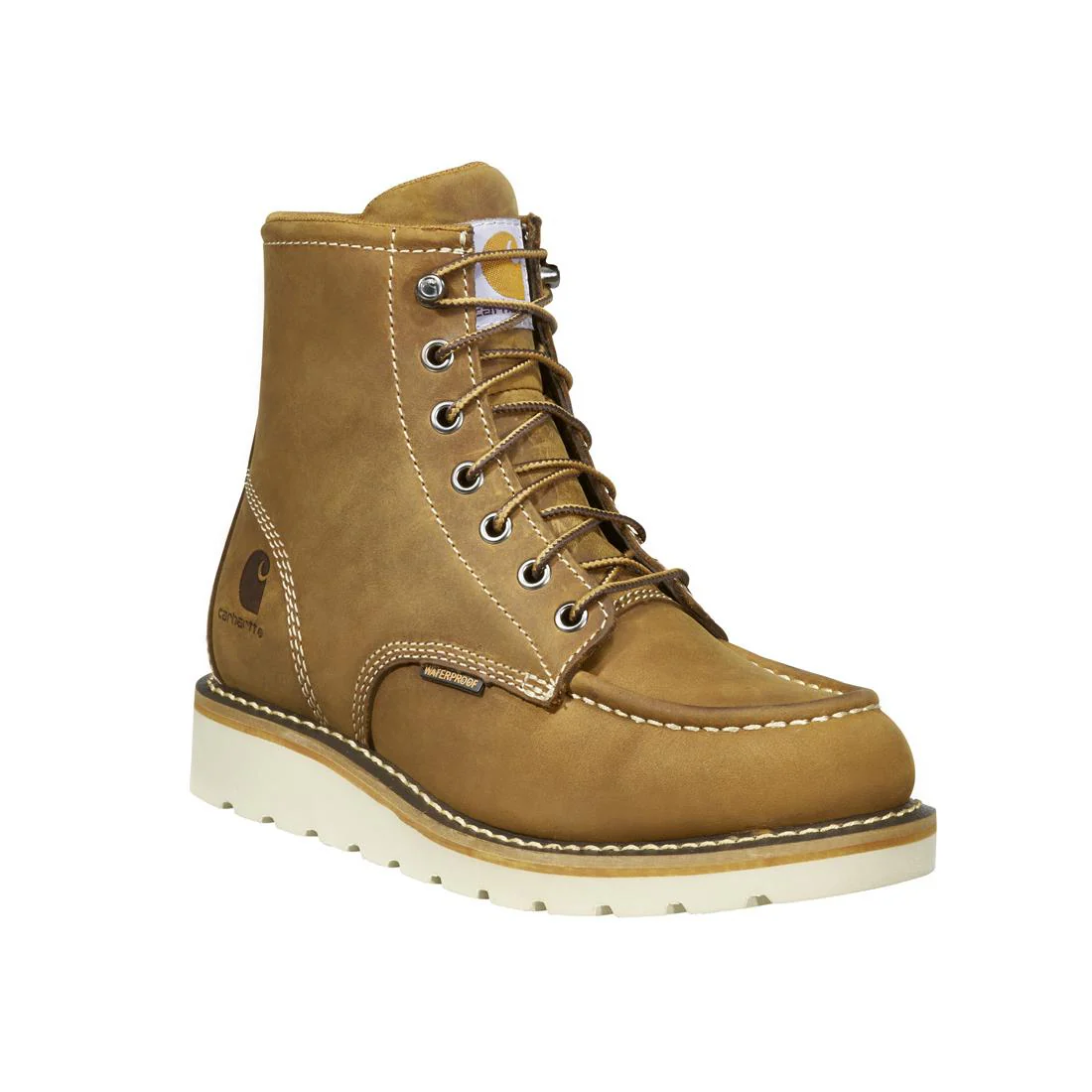 6" Women's Waterproof Moc Wedge Steel Toe Work Boot Light Brown - Image 2