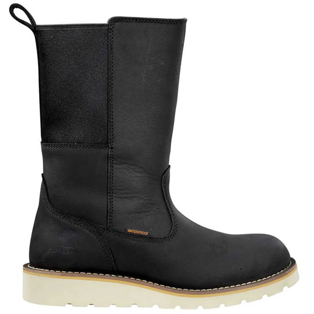 10" Women's Wellington Soft-Toe Waterproof Pull On Wedge Work Boot Black