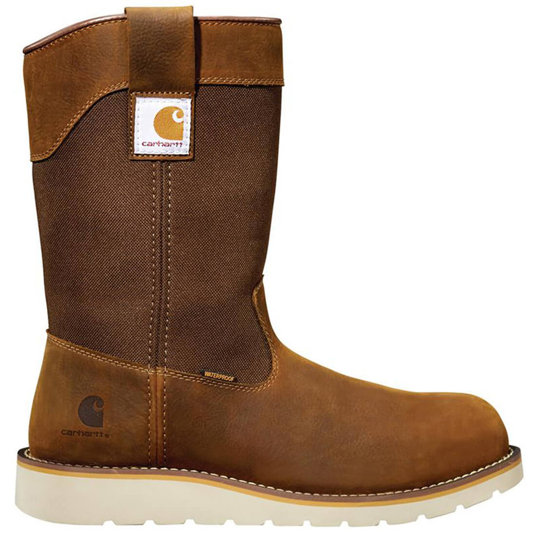 10" Wellington Soft-Toe Waterproof Wedge Pull-On Boot Brown