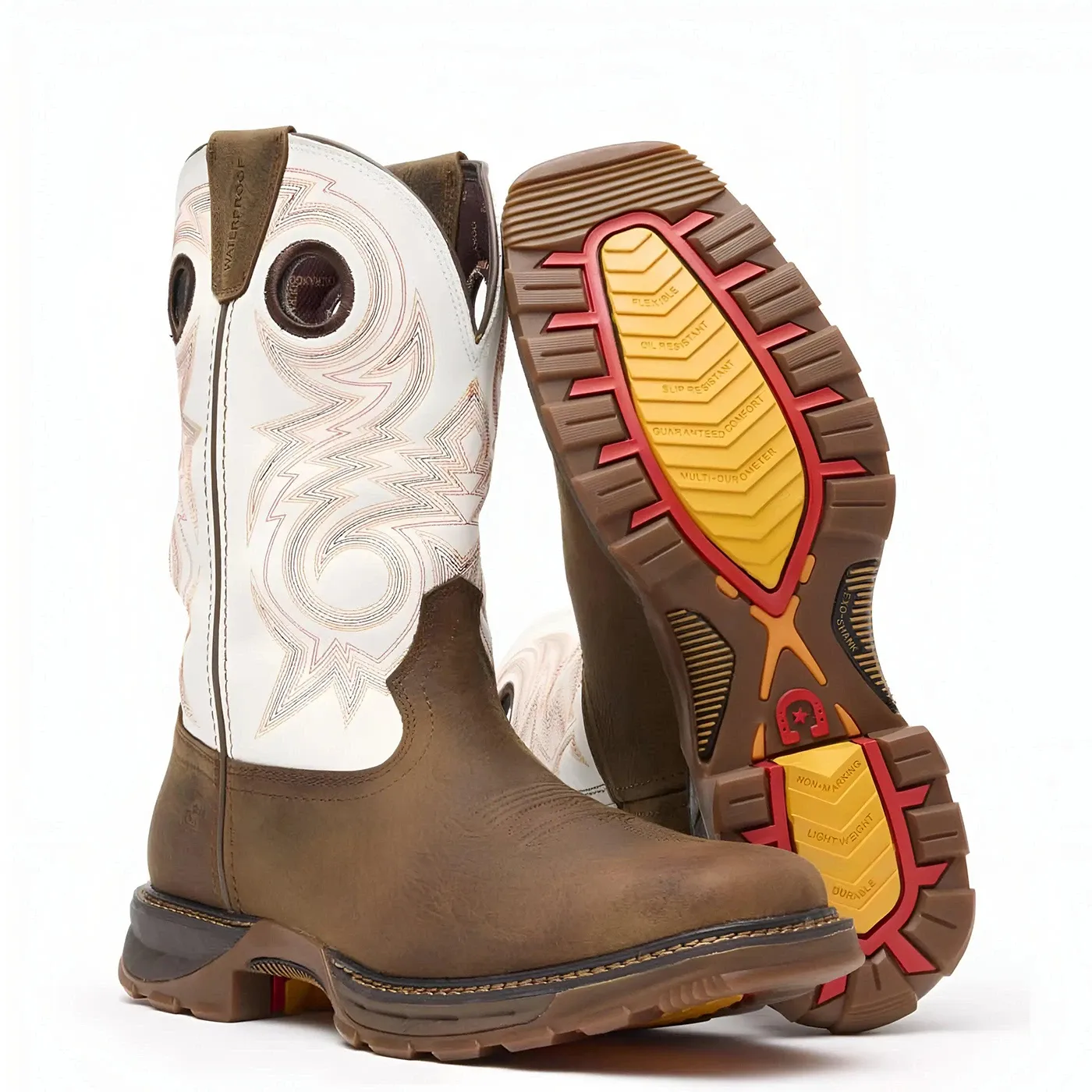 Maverick XP Waterproof Western Work Boot Chocolate And White - Image 4