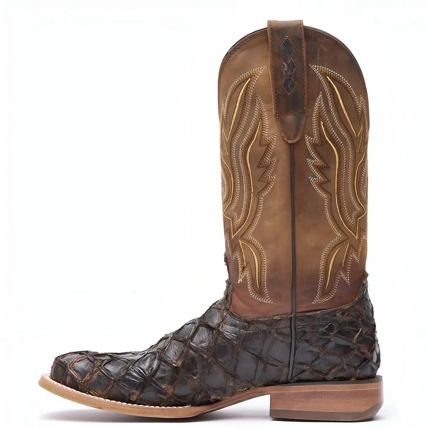 Premium Exotics Dark Brown Pirarucu Western Boot - Image 2