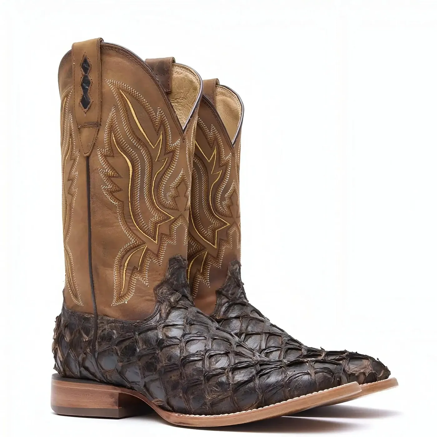 Premium Exotics Dark Brown Pirarucu Western Boot - Image 4
