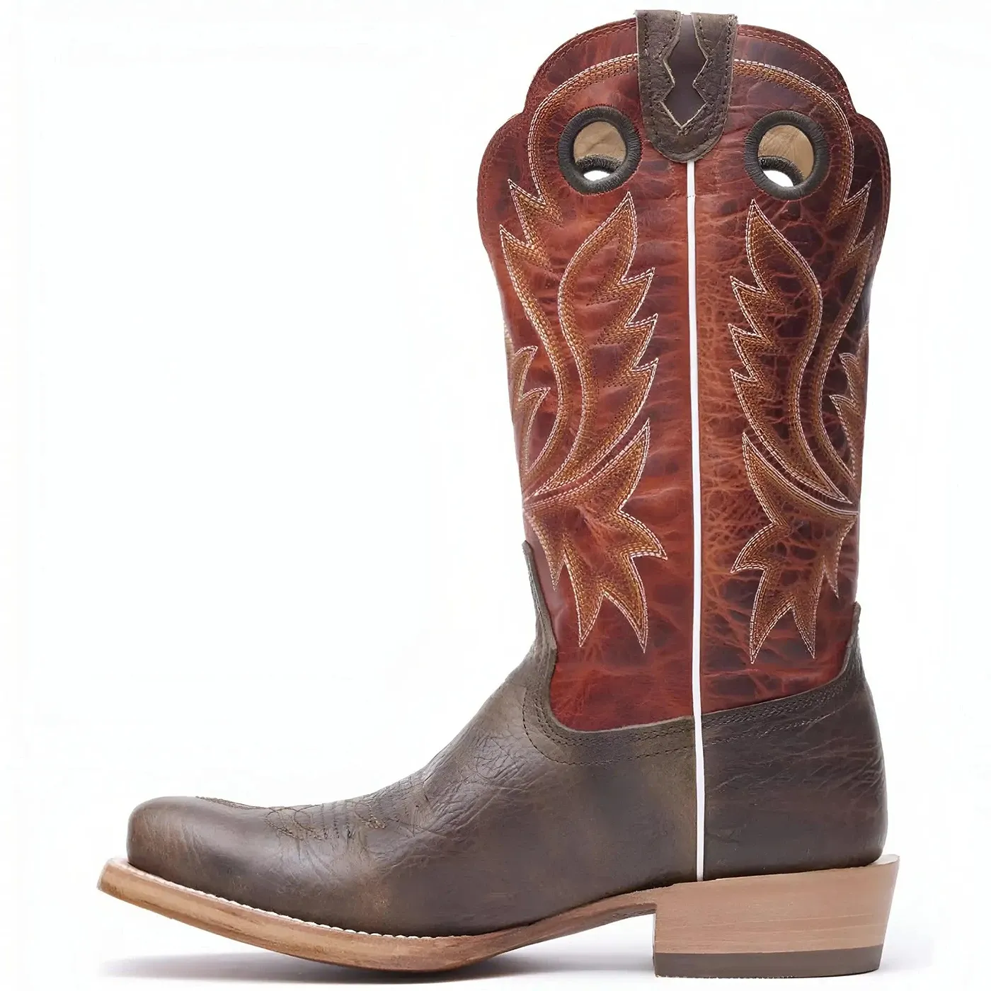 PRCA Collection Shrunken Bullhide Western Boot Nicotine & Burnt Sienna - Image 2