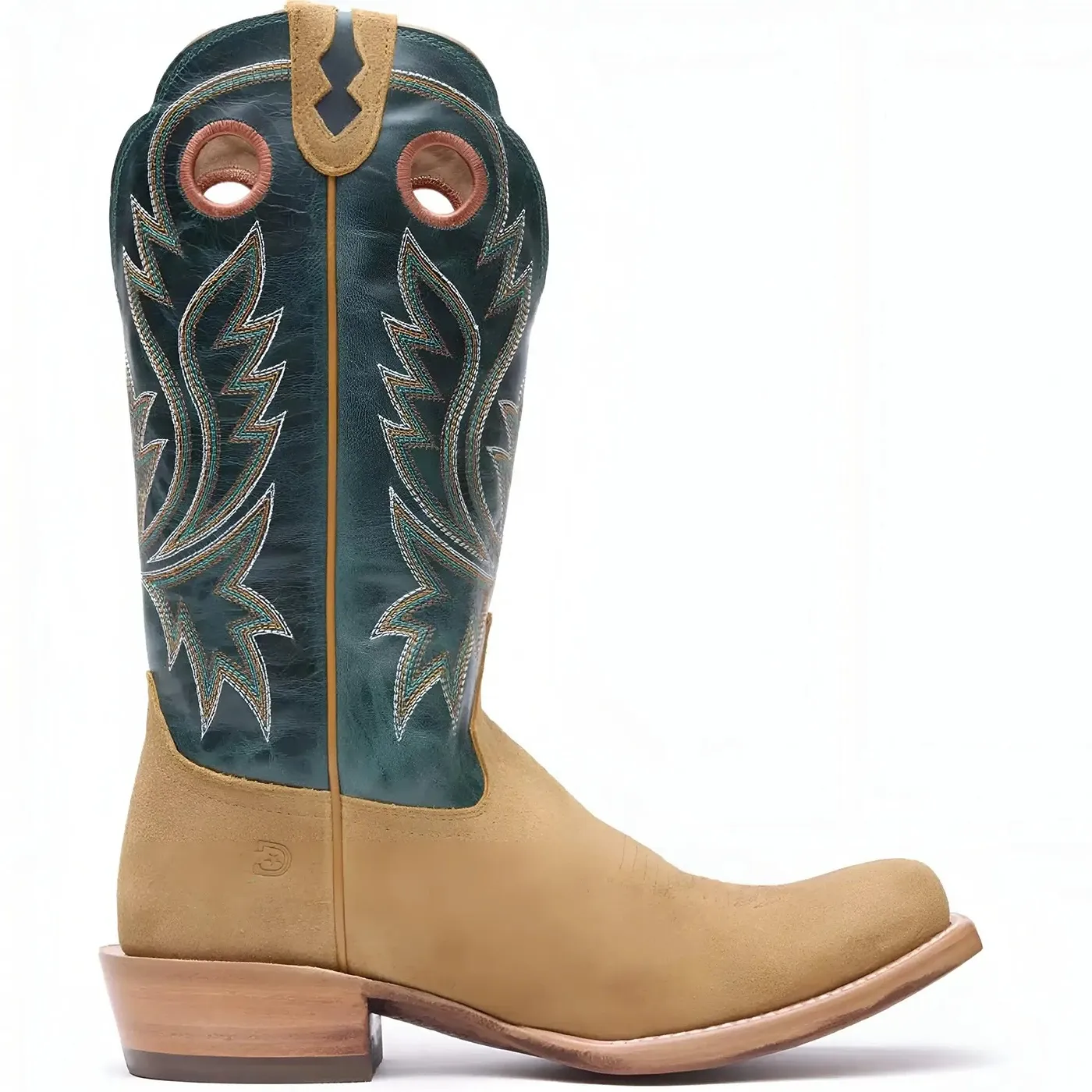PRCA Roughout Western Boot Goldenrod And Deep Teal