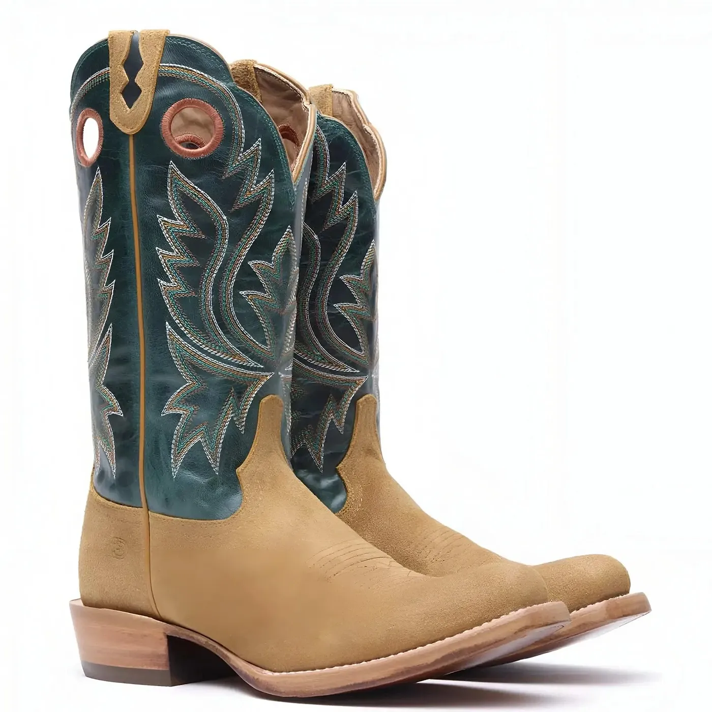 PRCA Roughout Western Boot Goldenrod And Deep Teal - Image 2