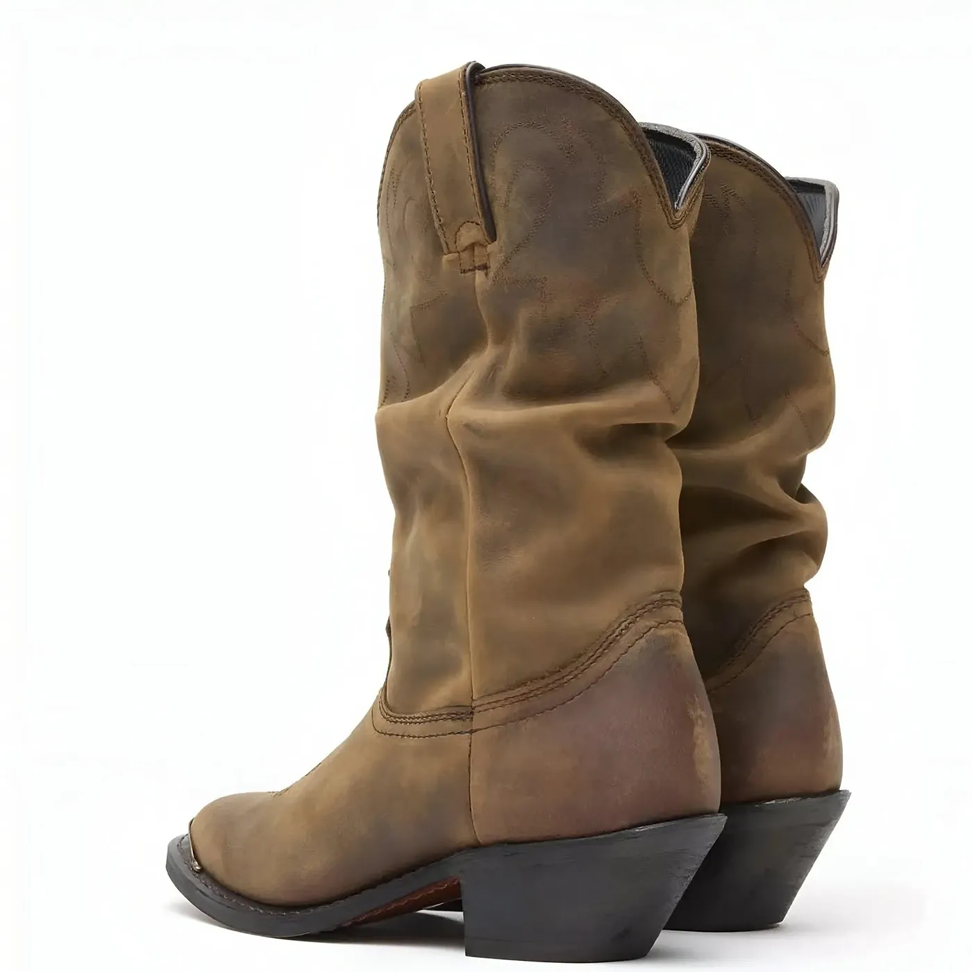 Women’s Durango Distressed Tan Slouch Western Boot - Image 5