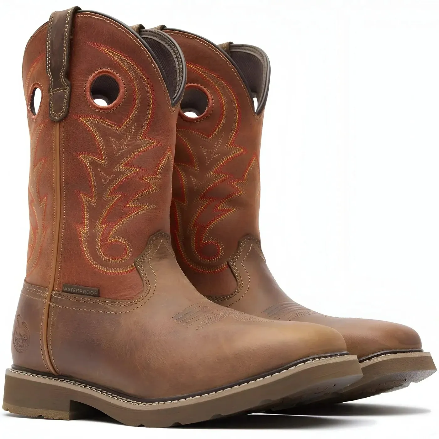 Core 37 Western 11" Waterproof Pull-On Work Boot Brown Rust