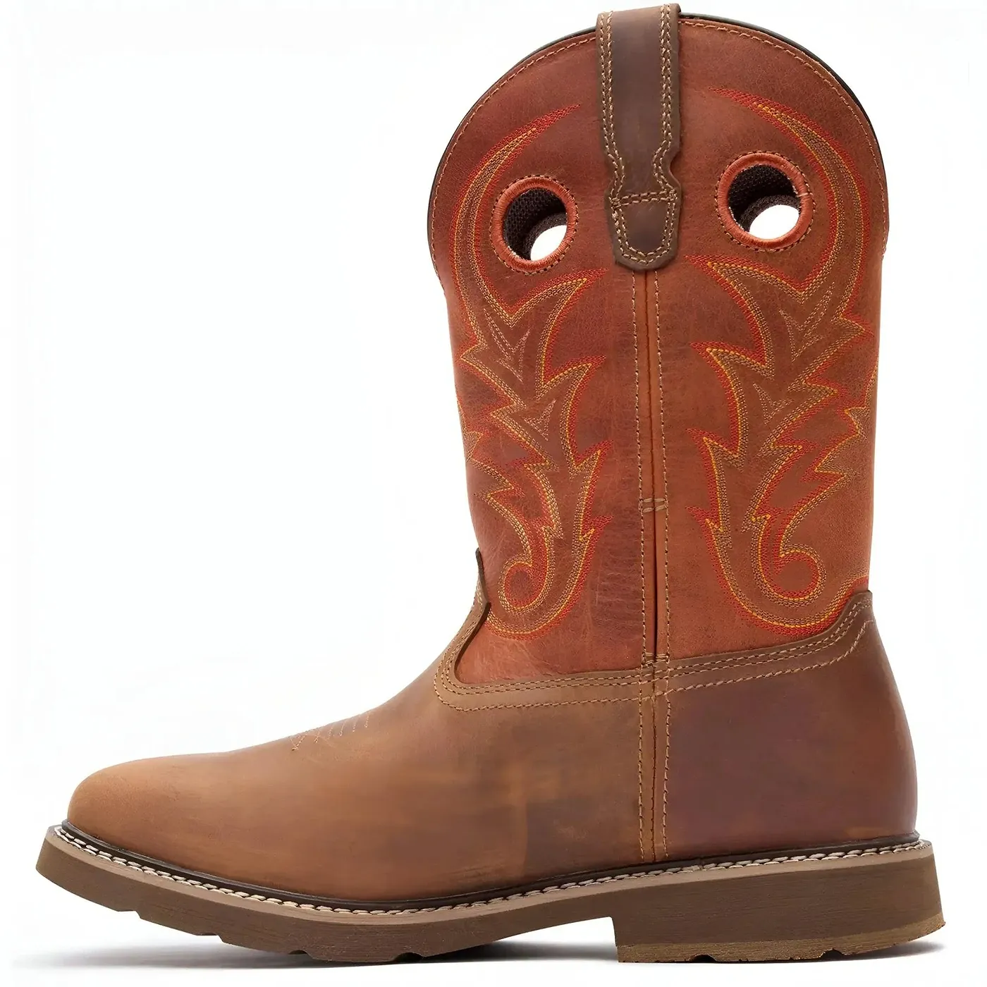 Core 37 Western 11" Waterproof Pull-On Work Boot Brown Rust - Image 3