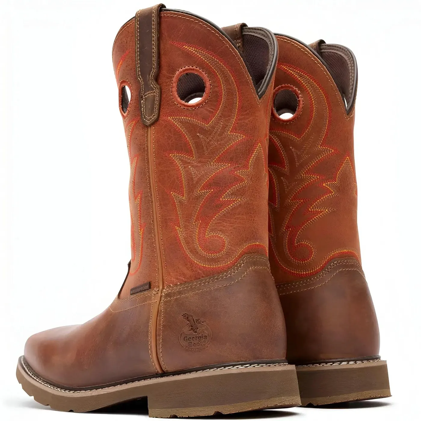 Core 37 Western 11" Waterproof Pull-On Work Boot Brown Rust - Image 4