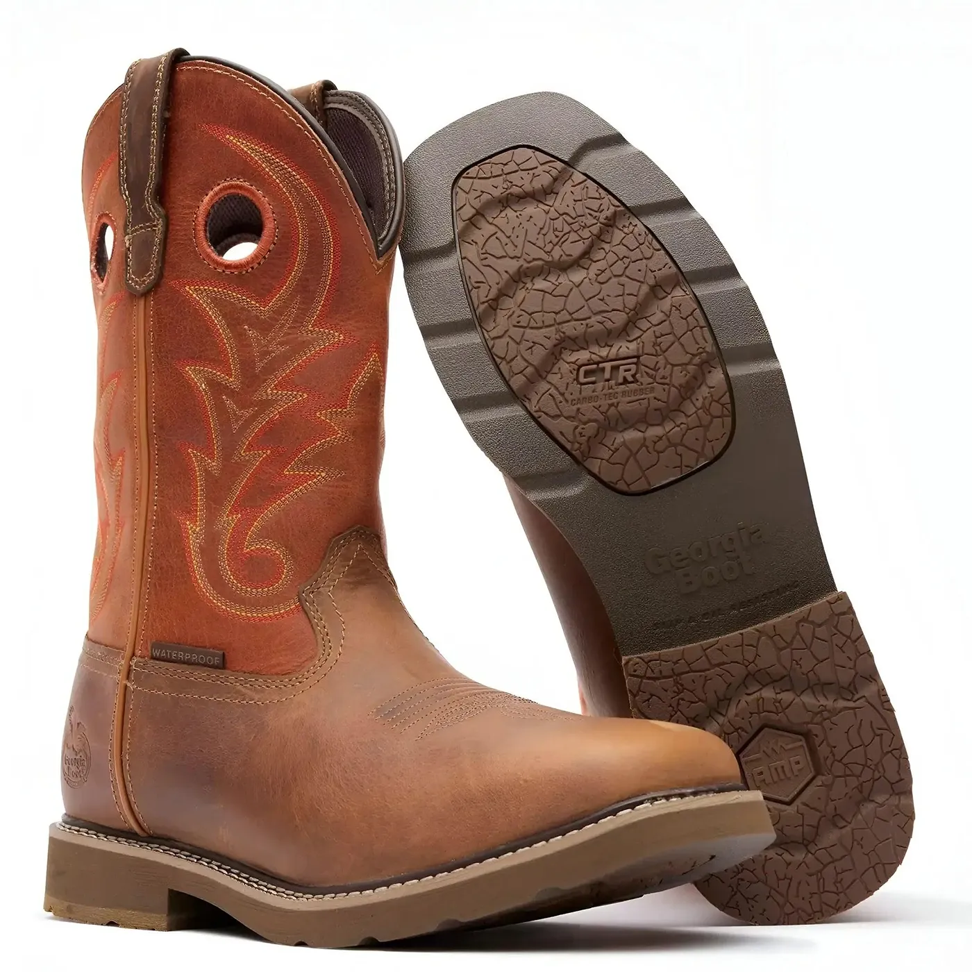 Core 37 Western 11" Waterproof Pull-On Work Boot Brown Rust - Image 5