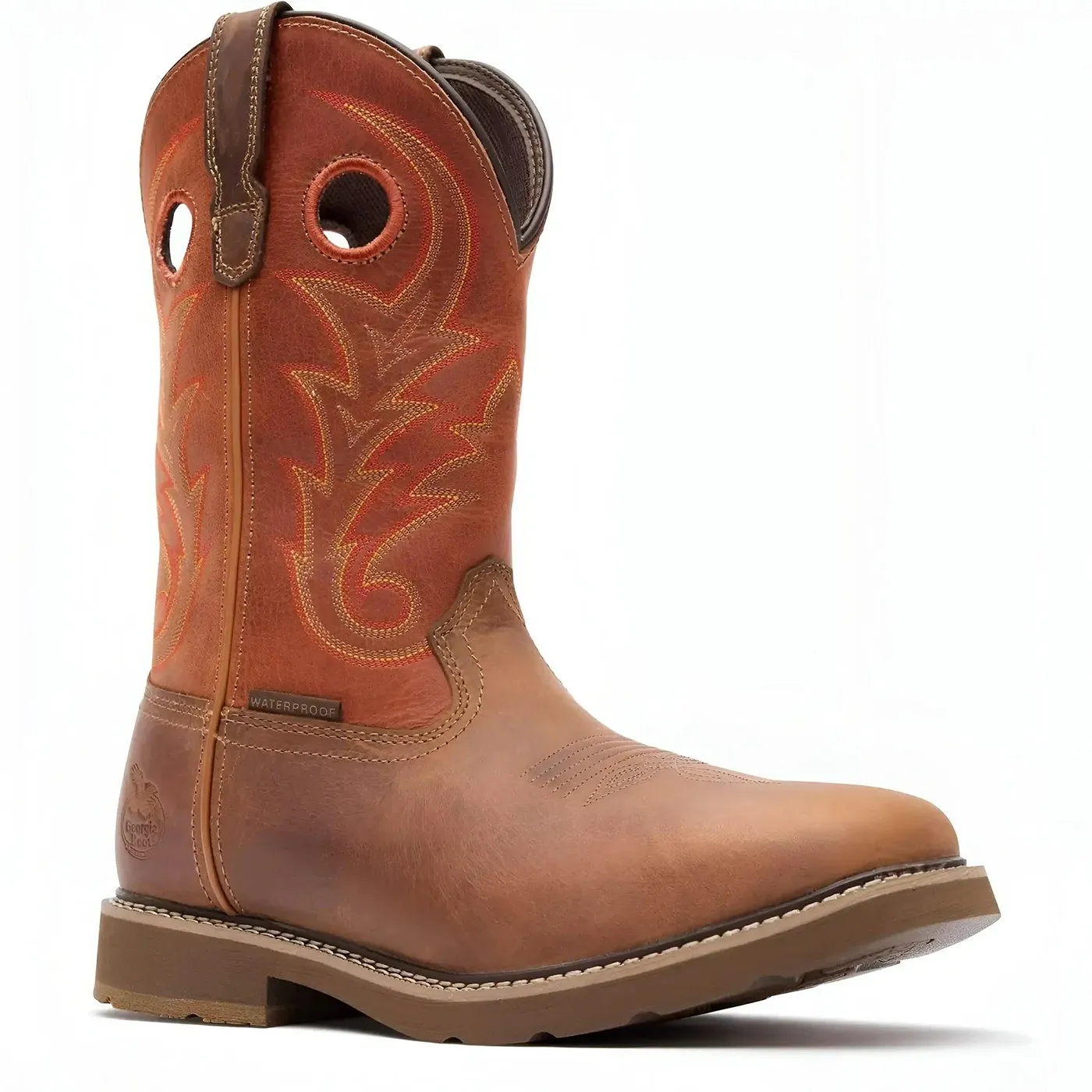 Core 37 Western 11" Waterproof Pull-On Work Boot Brown Rust - Image 6
