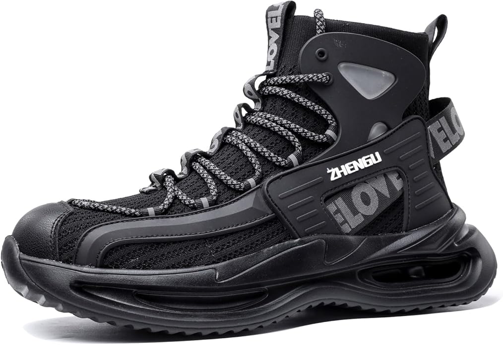Zhengu Steel Toe Athletic Mid Safety Boots Black 8819 - Image 2
