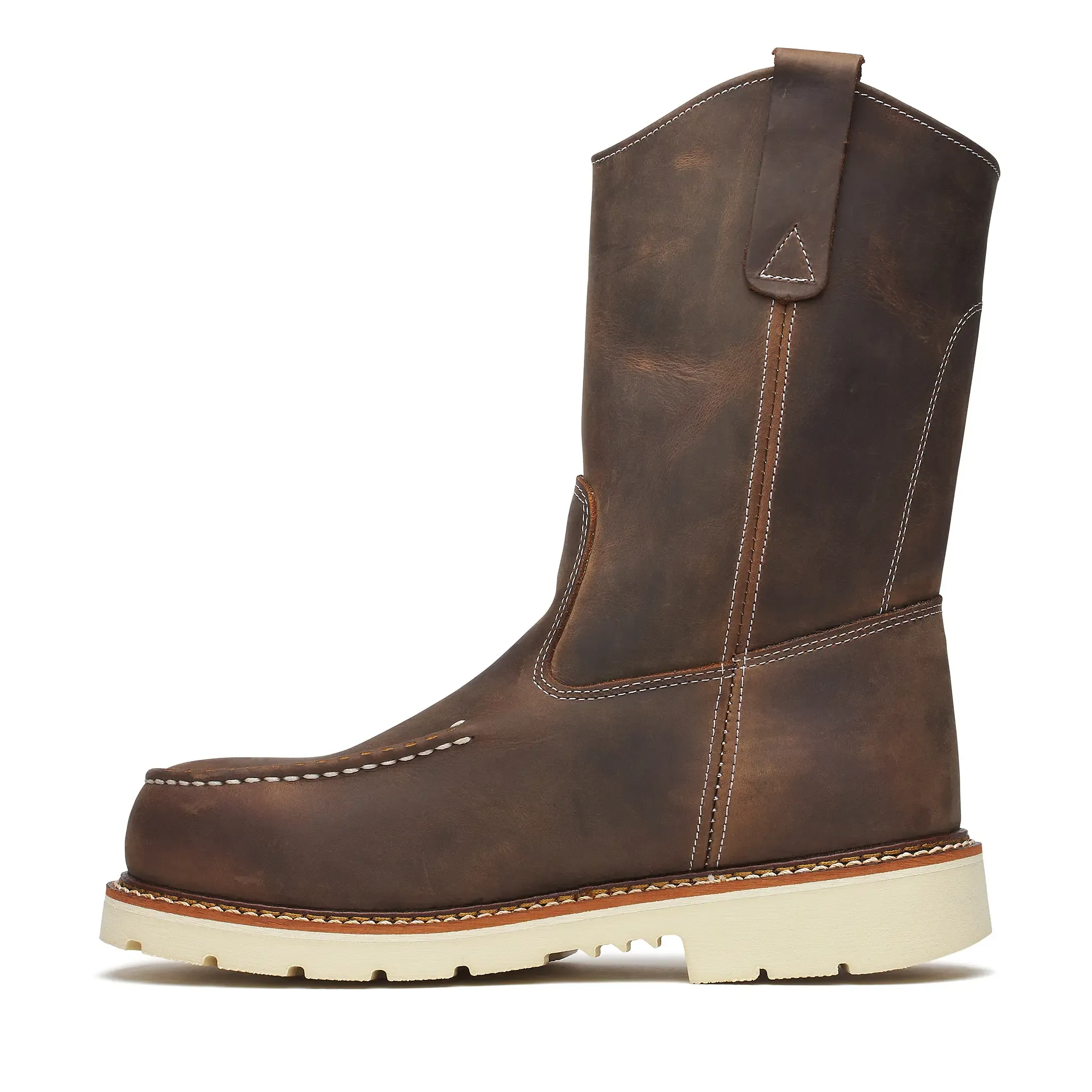 American Heritage 11" Trail Crazy Horse Steel Toe Moc Toe Pull-On Boot - Image 5