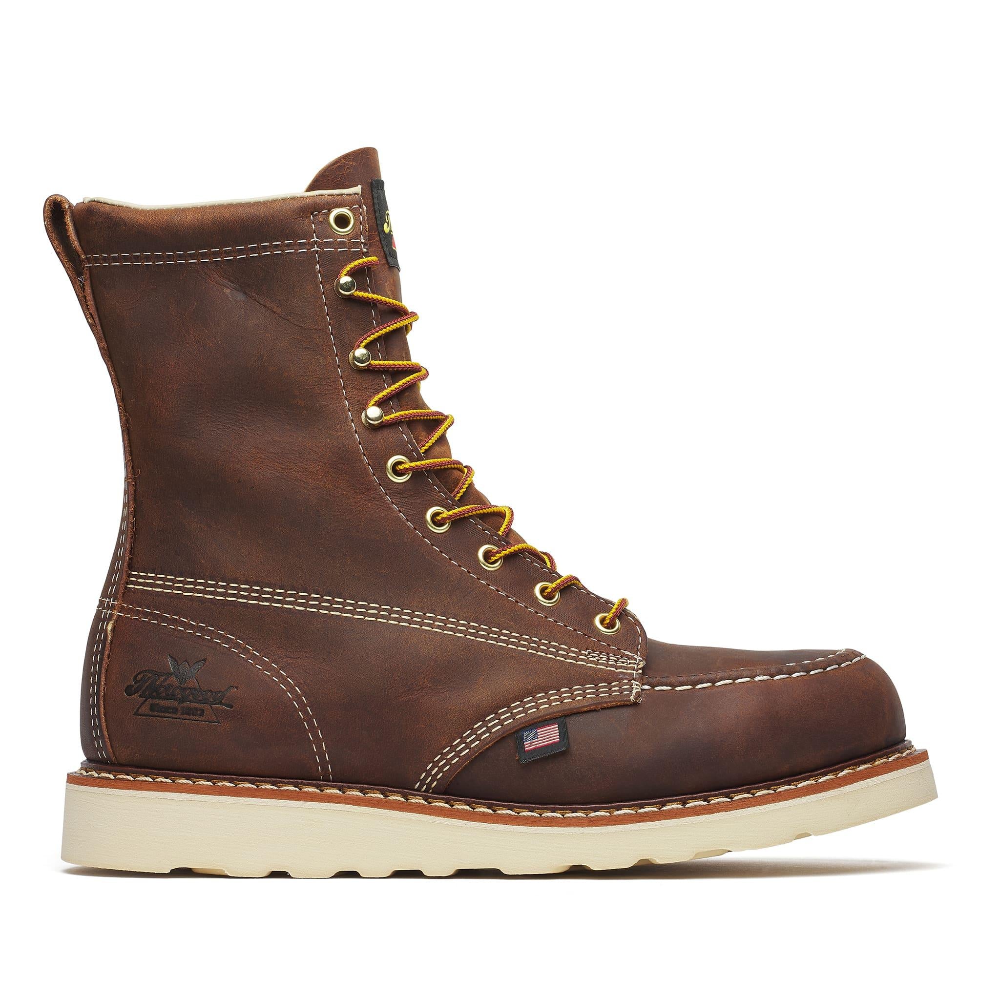American Heritage 8" Steel-Toe Moc Toe Boot Maxwear Wedge Trail Crazy Horse