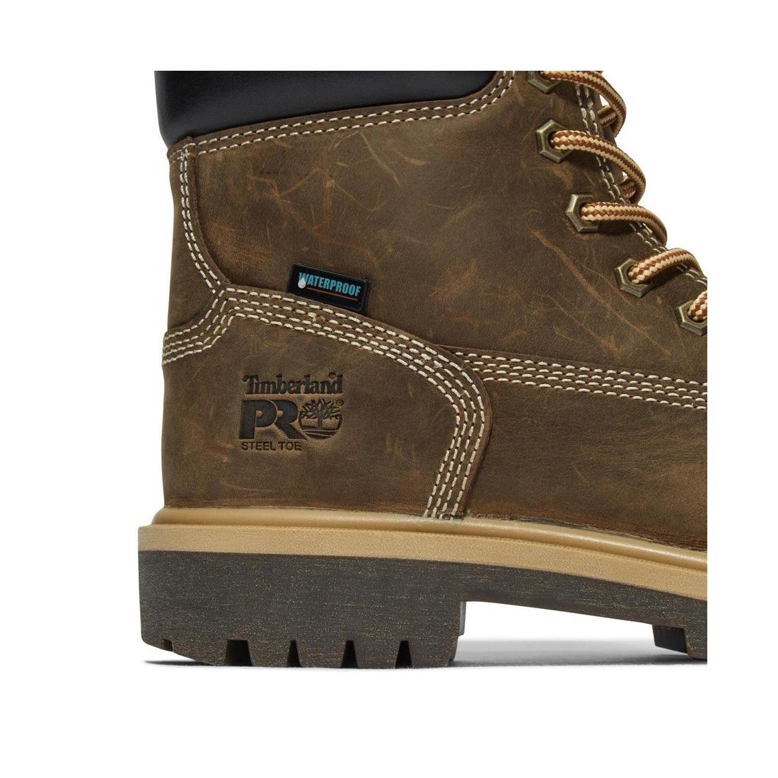 Women's Direct Attach 6 Inch Steel-Toe Waterproof Work Boot Brown - Image 7