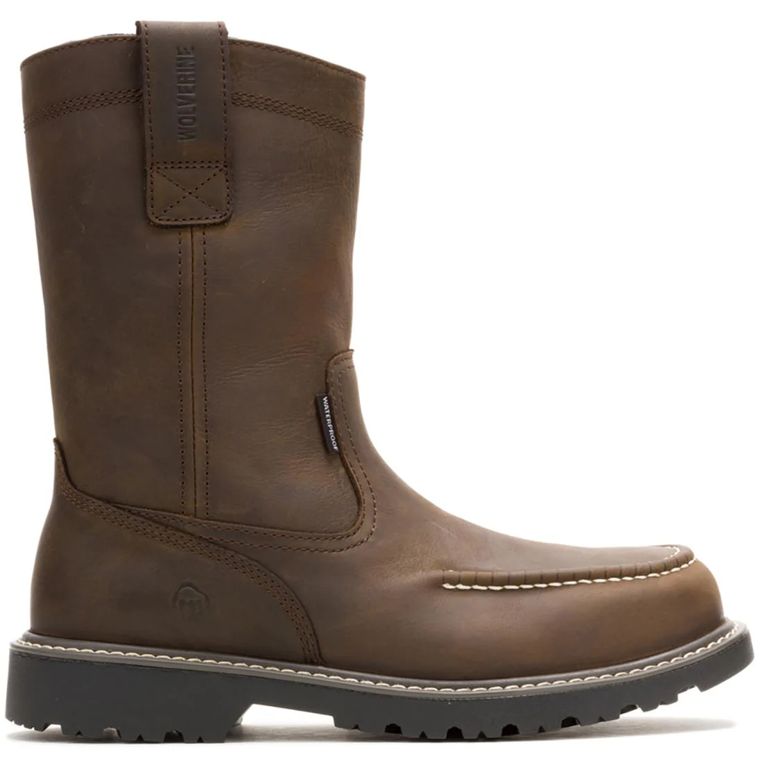Floorhand Moc-Toe Waterproof Steel-Toe Pull-On Work Boot Coffee