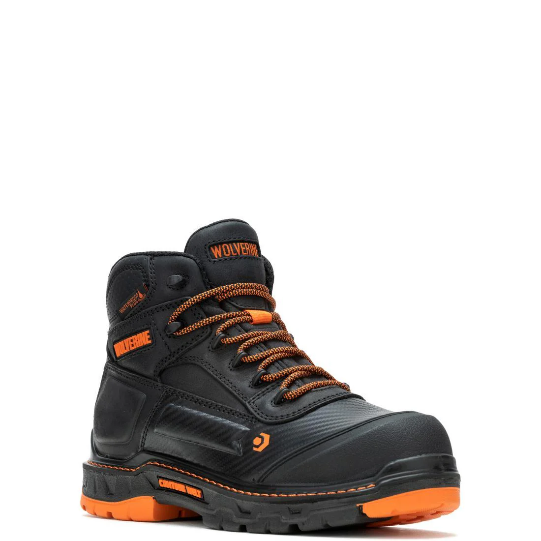 Overpass 6" CarbonMax Toe Waterproof Work Boot Black/Orange - Image 2