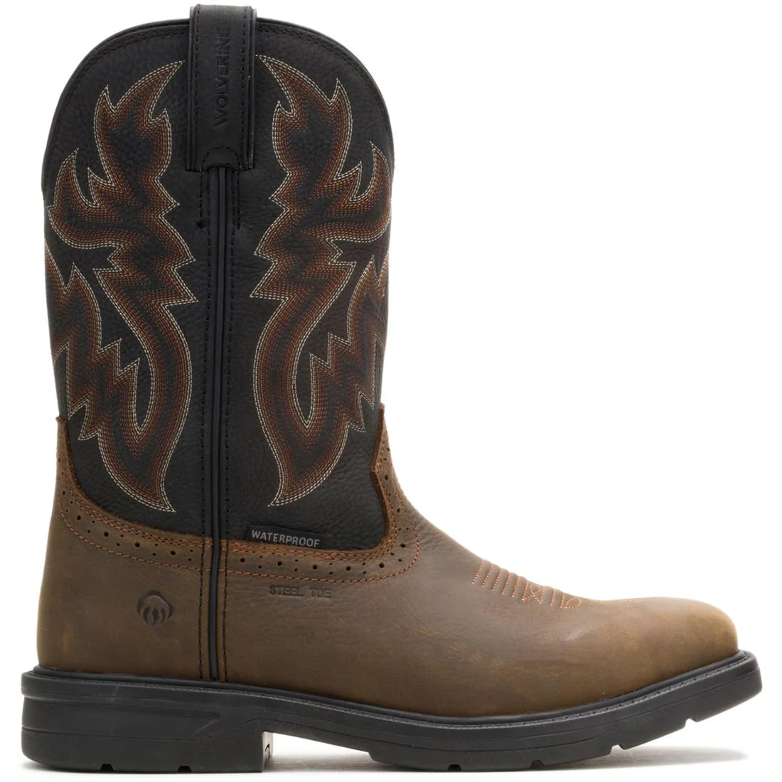 Rancher Level WP Steel-Toe Pull-On Wellington Work Boot Black/Brown